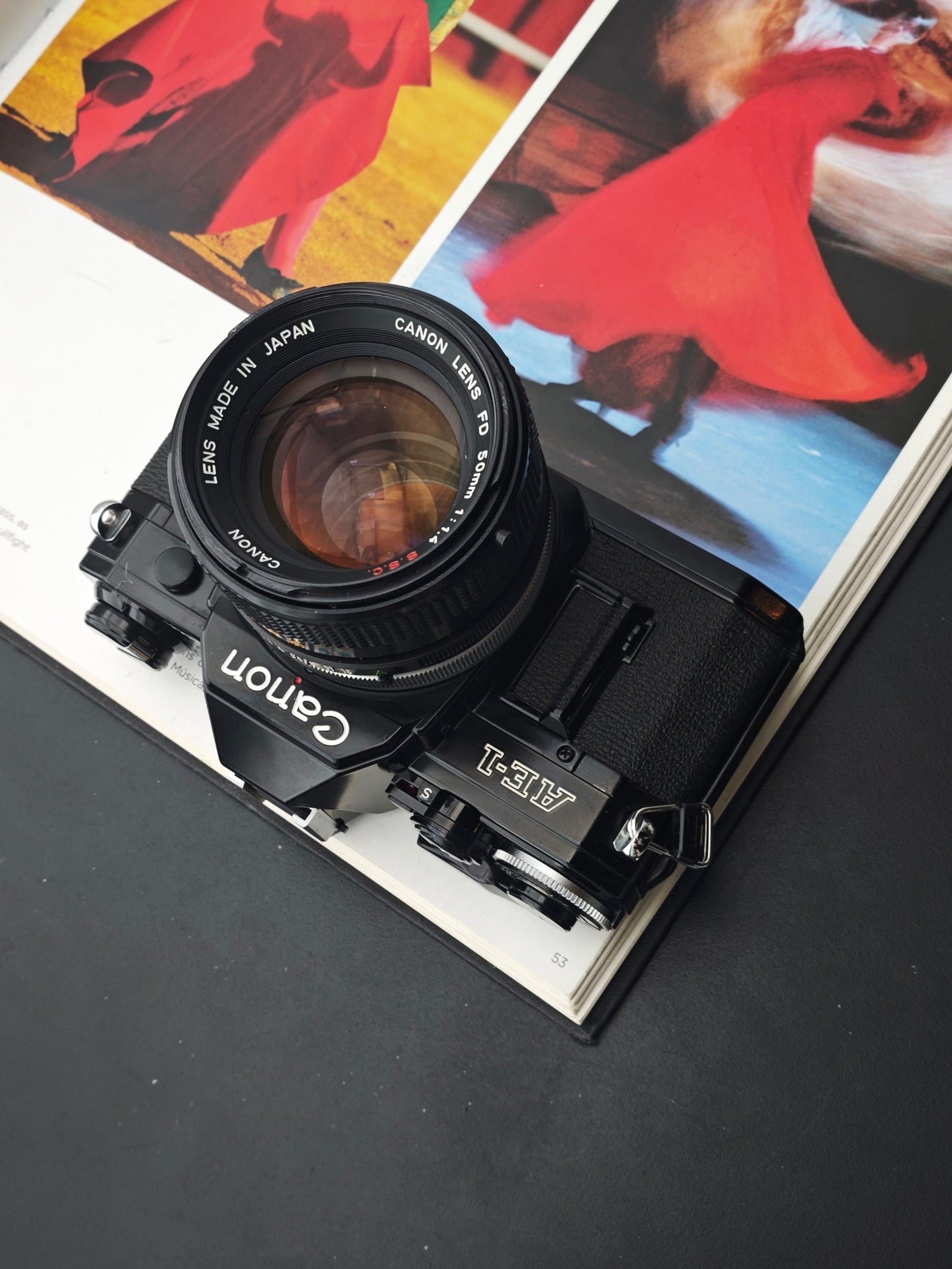 Canon AE-1 black with Canon Lens FD 50mm F1.4 S.S.C.