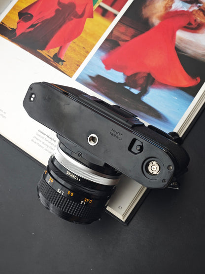 Canon AE-1 black with Canon Lens FD 50mm F1.4 S.S.C.