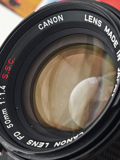 Canon AE-1 black with Canon Lens FD 50mm F1.4 S.S.C.