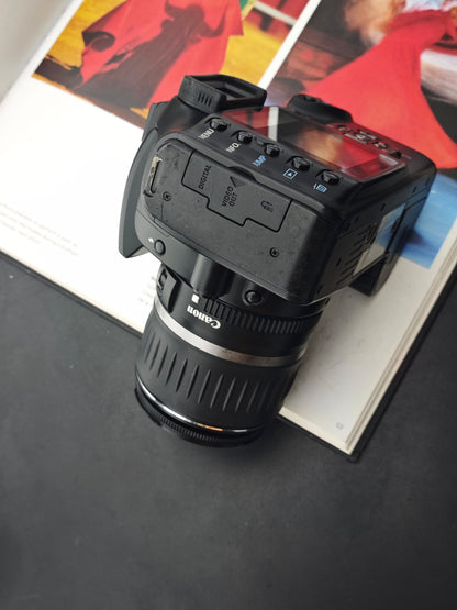 Used Canon EOS Kiss Digital with Canon zoom lens EF-S 18-55mm F3.5-5.6 USM