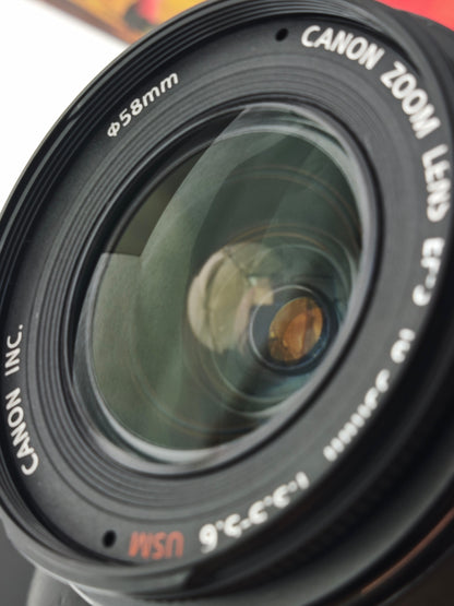 Used Canon EOS Kiss Digital with Canon zoom lens EF-S 18-55mm F3.5-5.6 USM