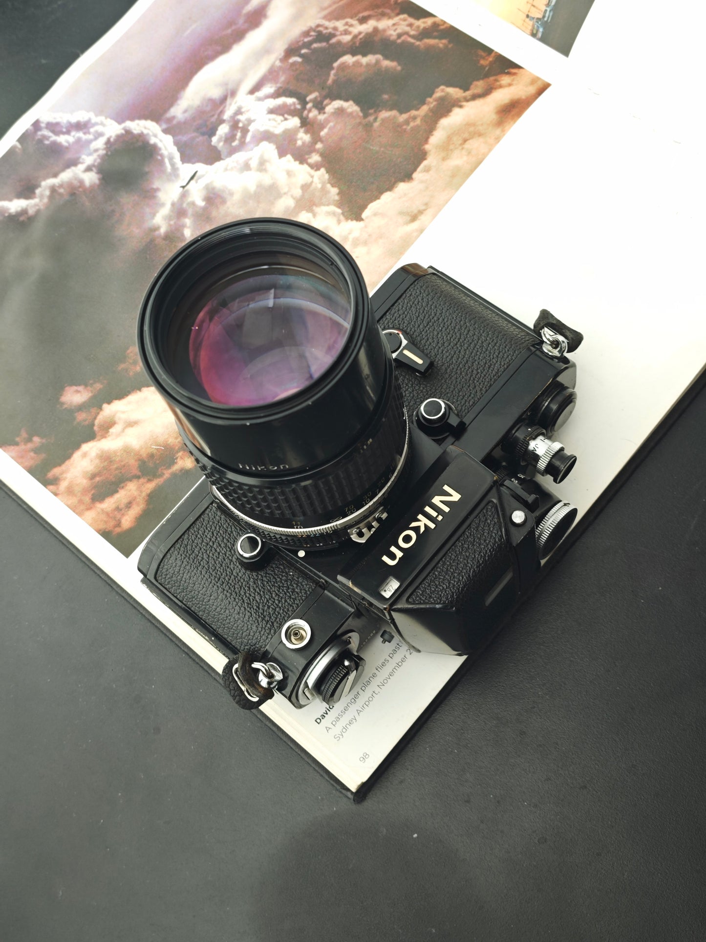 Nikon F2 black with Nikon Nikkor 135mm  F2.8 Ai-S