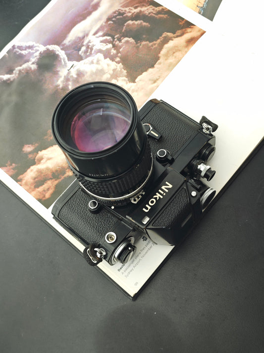 Nikon F2 black with Nikon Nikkor 135mm  F2.8 Ai-S