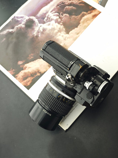Nikon F2 black with Nikon Nikkor 135mm  F2.8 Ai-S