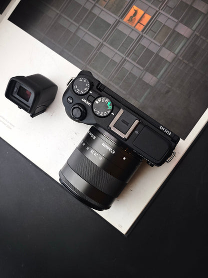 Used Canon EOS M3 with Double Zoom EVF Kit Digital Camera (with box)