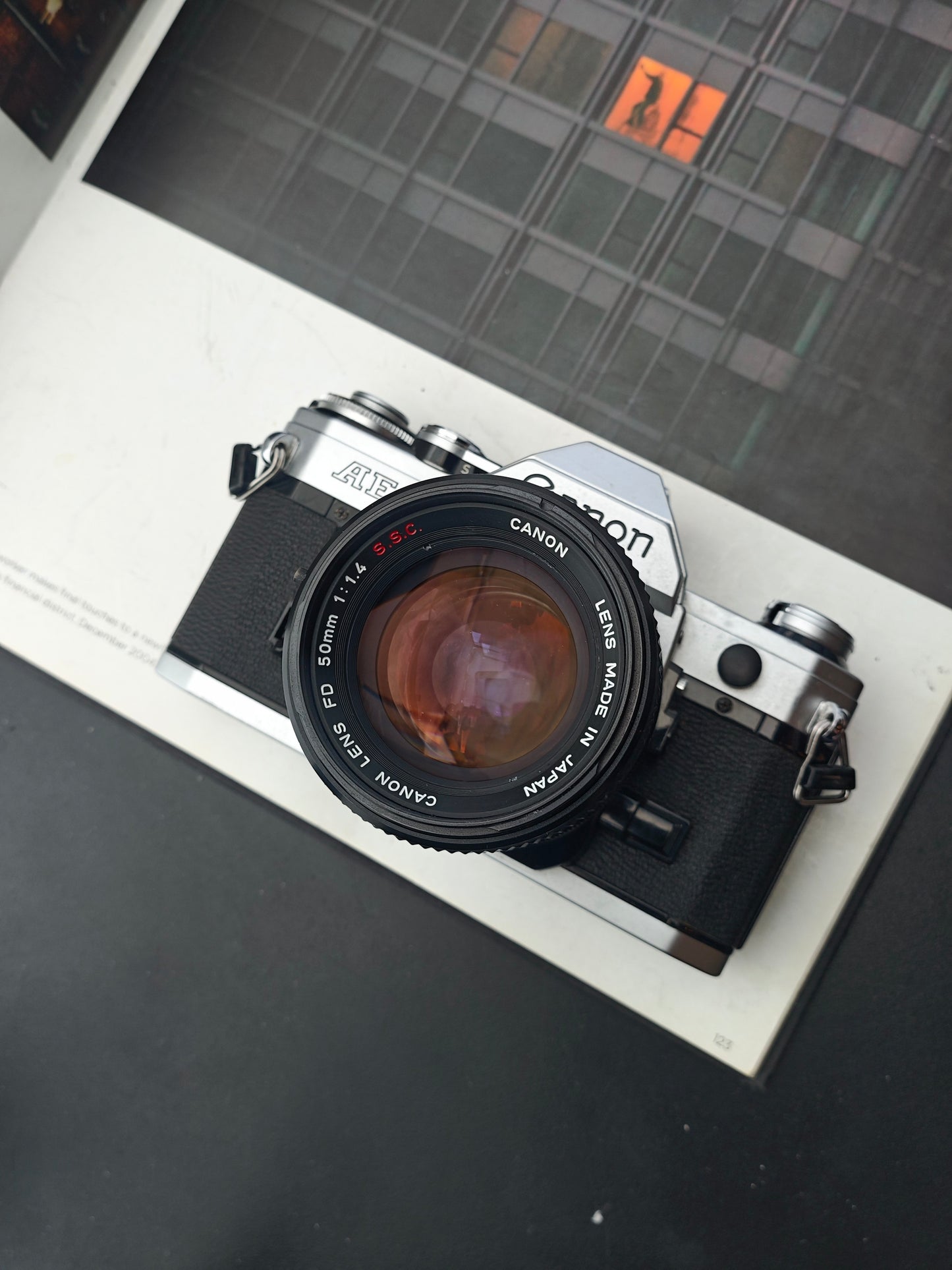 Canon AE-1 silver with Canon Lens FD 50mm F1.4 S.S.C.