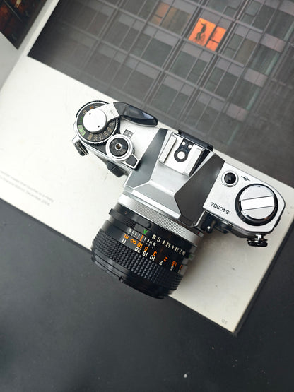 Canon AE-1 silver with Canon Lens FD 50mm F1.4 S.S.C.