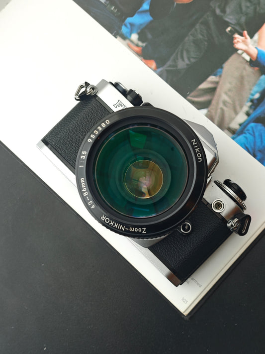Nikon FE2 silver with Zoom-Nikkor 43-86mm F3.5