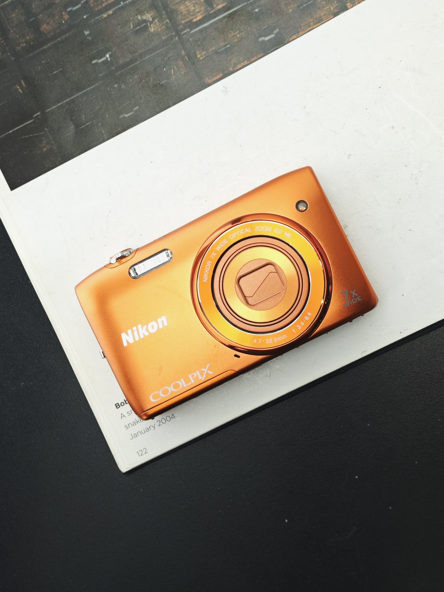 Used Nikon Coolpix S3500 orange Digital Camera [No charger]