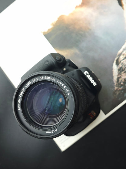 Used Canon EOS Kiss X5 with Zoom Lens EF-S 55-250mm F4-5.6 IS II Digital Camera [No charger]