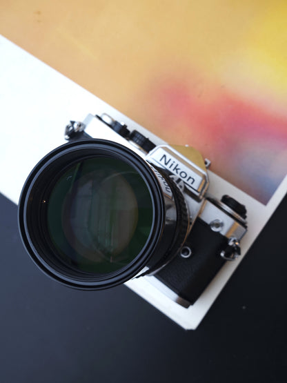 Nikon FE silver with Nikkor 200mm F4 Ai-S