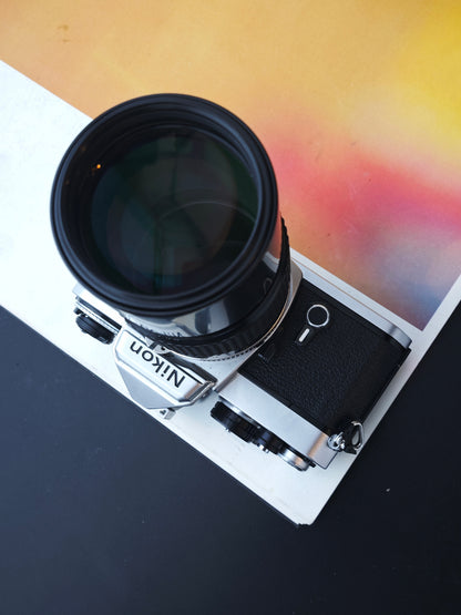 Nikon FE silver with Nikkor 200mm F4 Ai-S