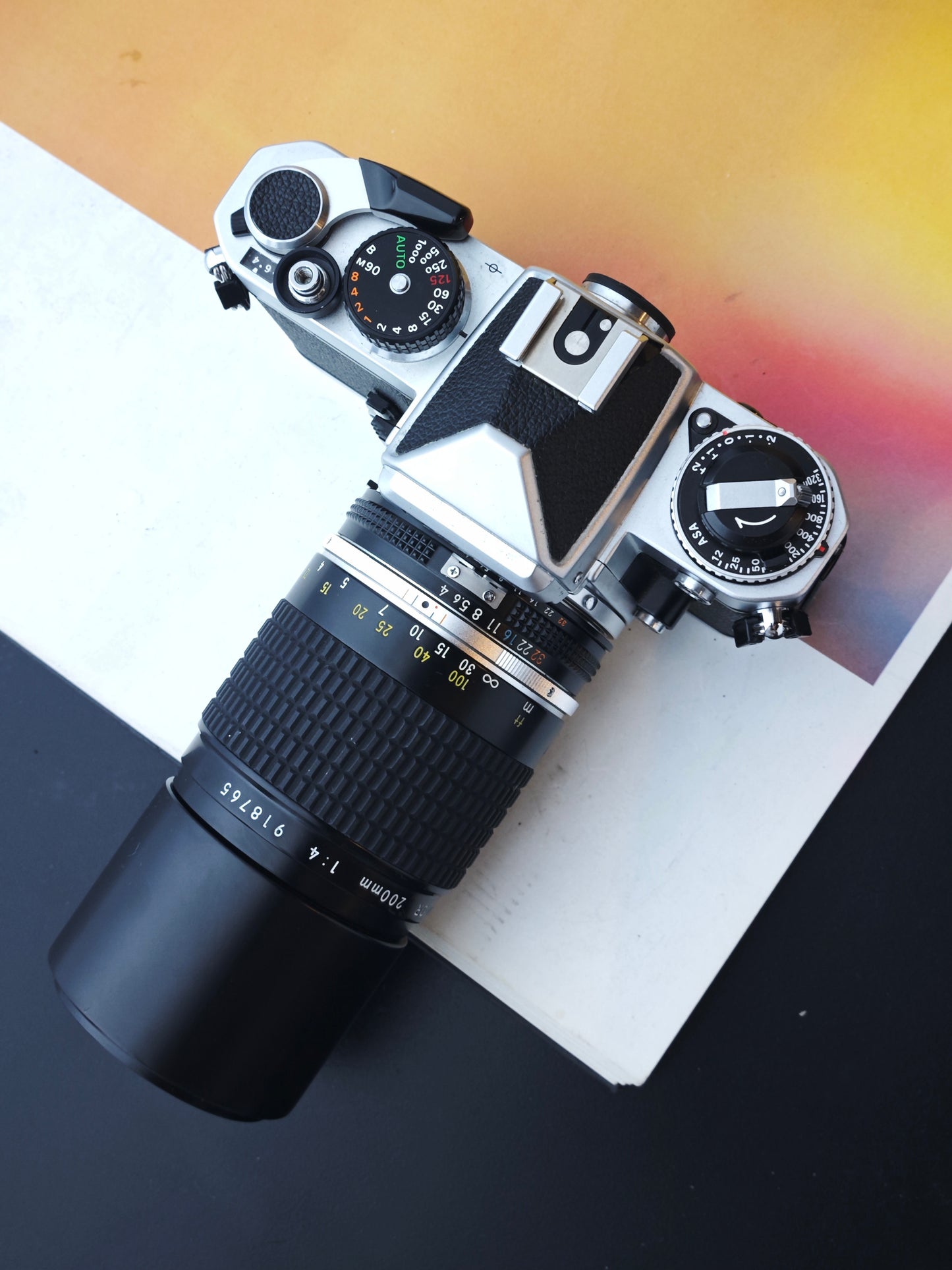 Nikon FE silver with Nikkor 200mm F4 Ai-S
