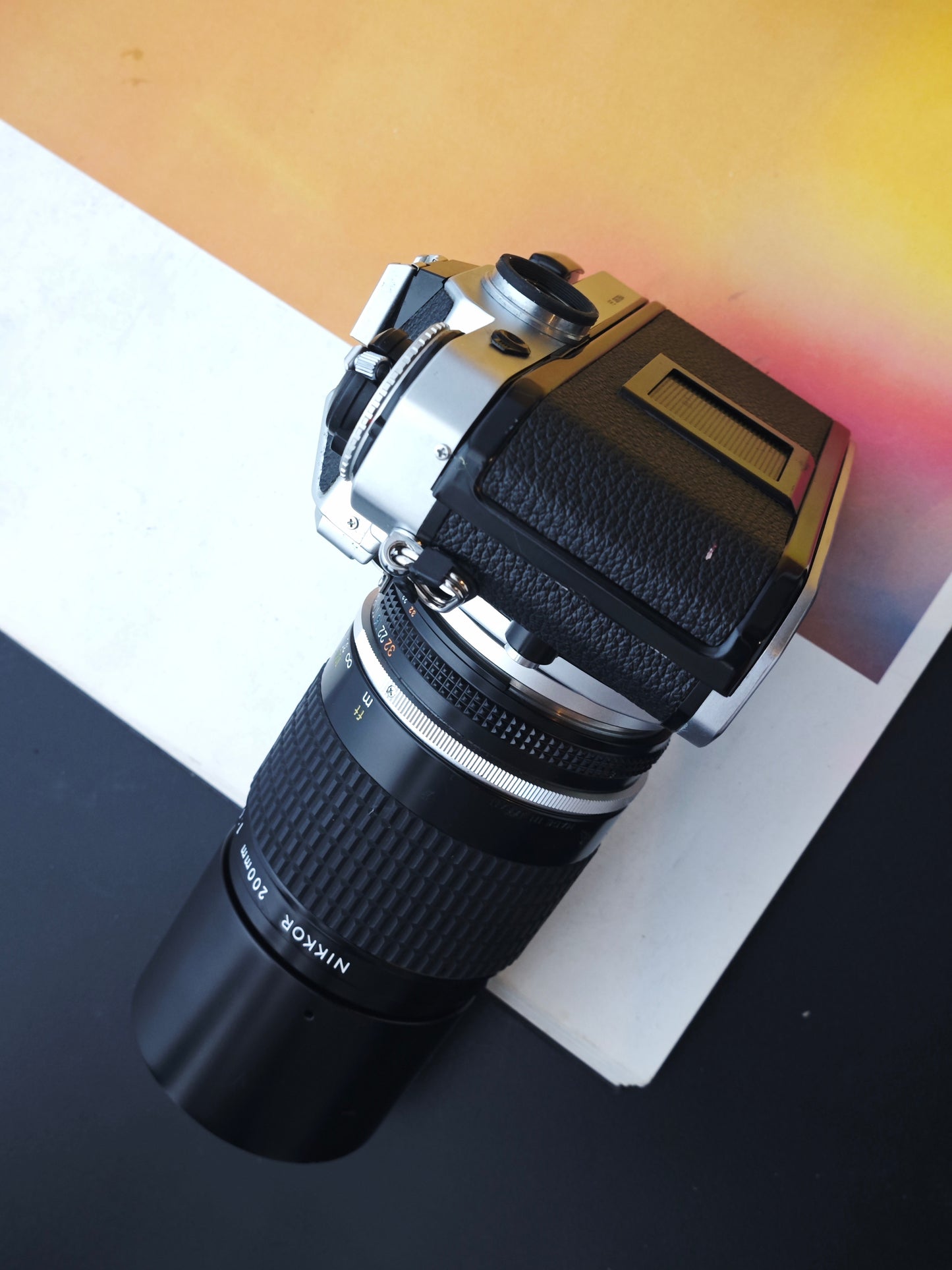 Nikon FE silver with Nikkor 200mm F4 Ai-S