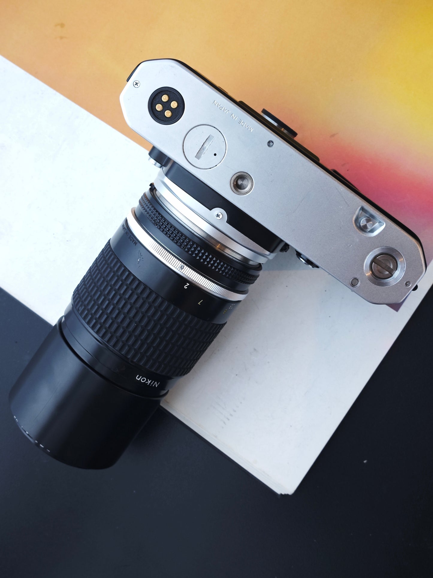 Nikon FE silver with Nikkor 200mm F4 Ai-S