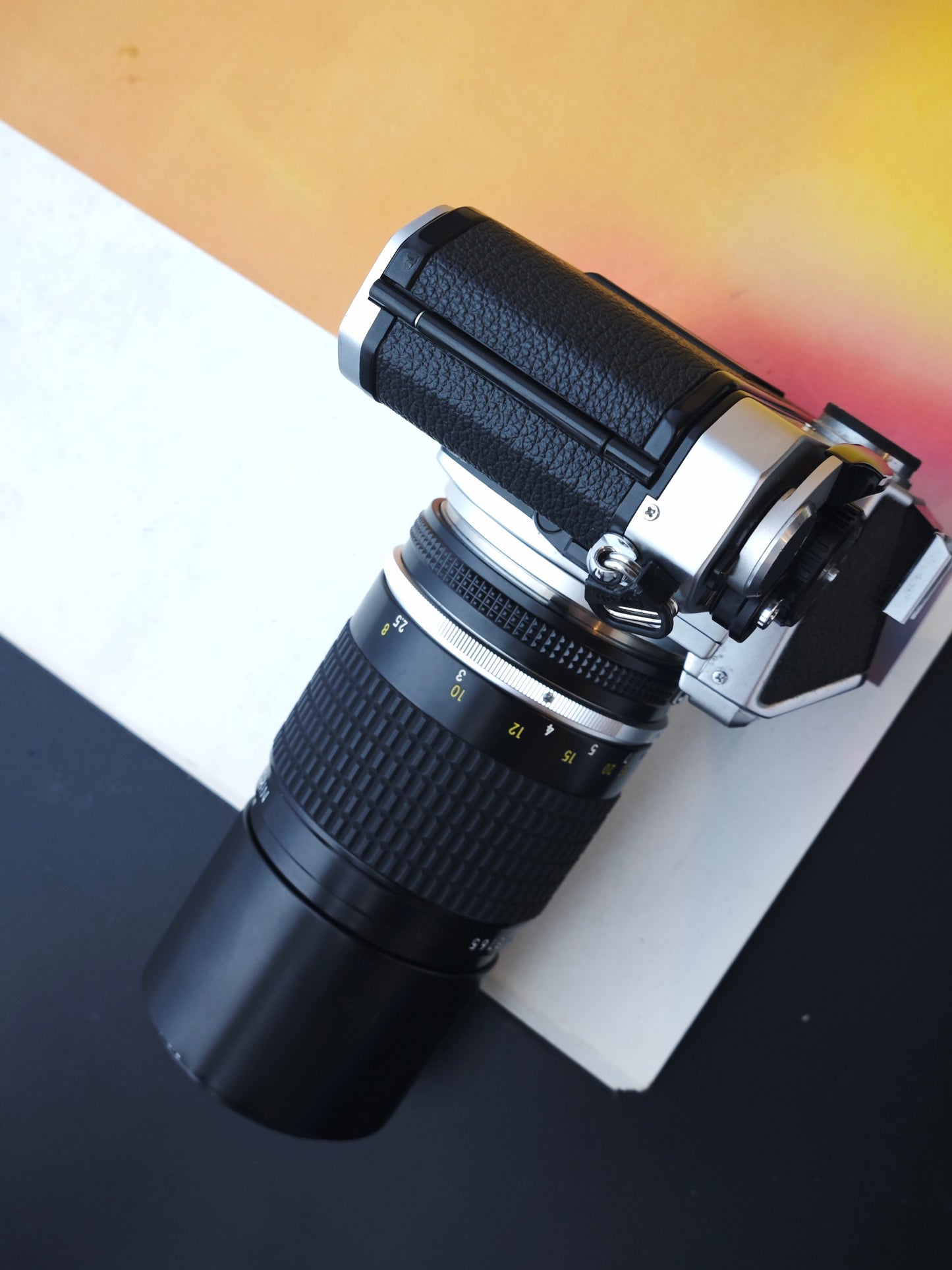 Nikon FE silver with Nikkor 200mm F4 Ai-S