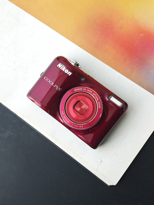 Used Nikon Coolpix L32 red Digital Camera [with box]