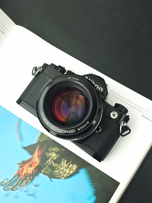 Nikon FM black with Nikkor 55mm F1.2 Ai