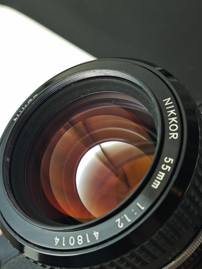 Nikon FM black with Nikkor 55mm F1.2 Ai