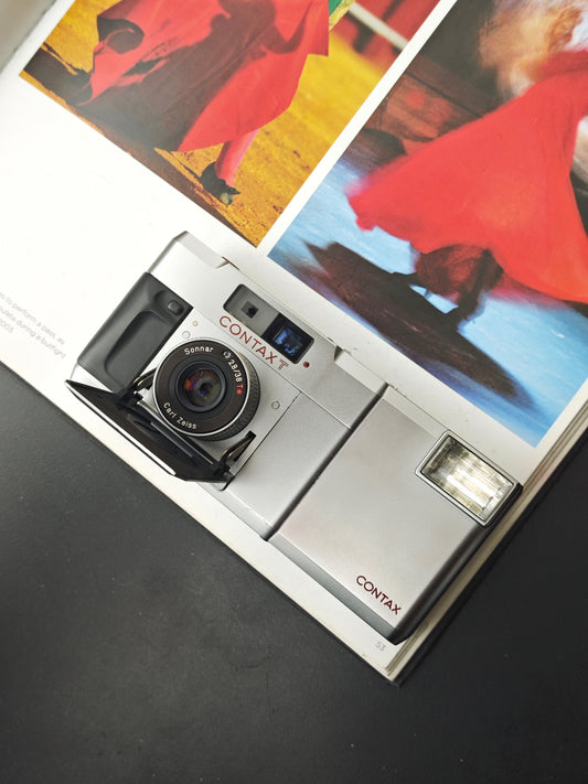 Contax T silver with T14 Auto Flash