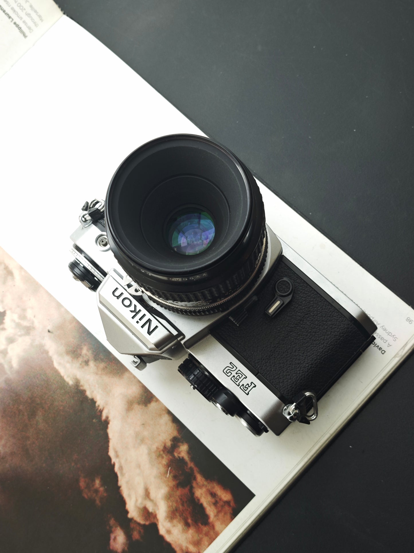 Nikon FE2 silver with Micro- Nikkor 55mm F2.8