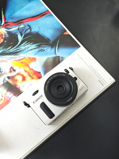 Used Canon EOS M white with EF-M 22mm F2 STM and EF-M 18-55mm F3.5-5.6 IS STM