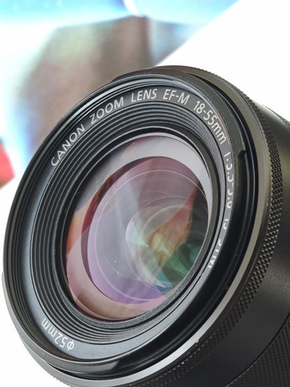 Used Canon EOS M white with EF-M 22mm F2 STM and EF-M 18-55mm F3.5-5.6 IS STM