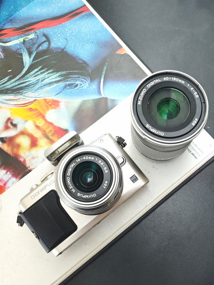 Used Olympus PEN Lite E-PL5 with Double Zoom Kit (+Flash FL-LM1) Digital Camera