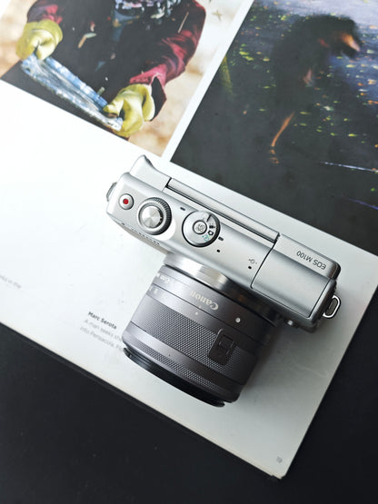 Used Canon EOS M100 with Double Zoom Kit Digital Camera [No charger]