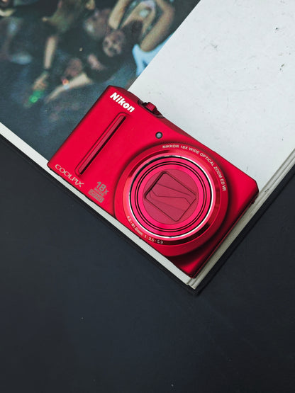 Used Nikon Coolpix S9100 red Digital Camera