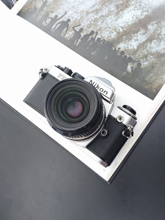 Nikon FE2 silver with Nikon Nikkor 35mm F2 Ai-S