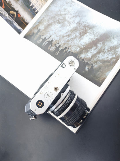 Nikon FE2 silver with Nikon Nikkor 35mm F2 Ai-S