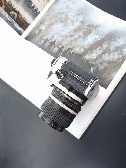 Nikon FE2 silver with Nikon Nikkor 35mm F2 Ai-S