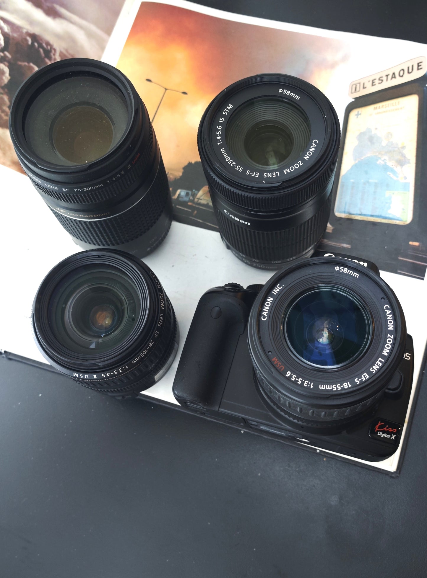 Used Canon EOS Kiss Digital X with 4 lenses #1611115361