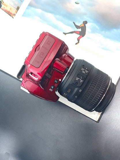*READ* Nikon D3200 red with AF-S Nikkor 18-55mm F3.5-5.6G DX VR [No charger]