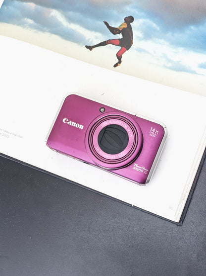 Used Canon PowerShot SX210 IS purple Digital Camera [No charger]