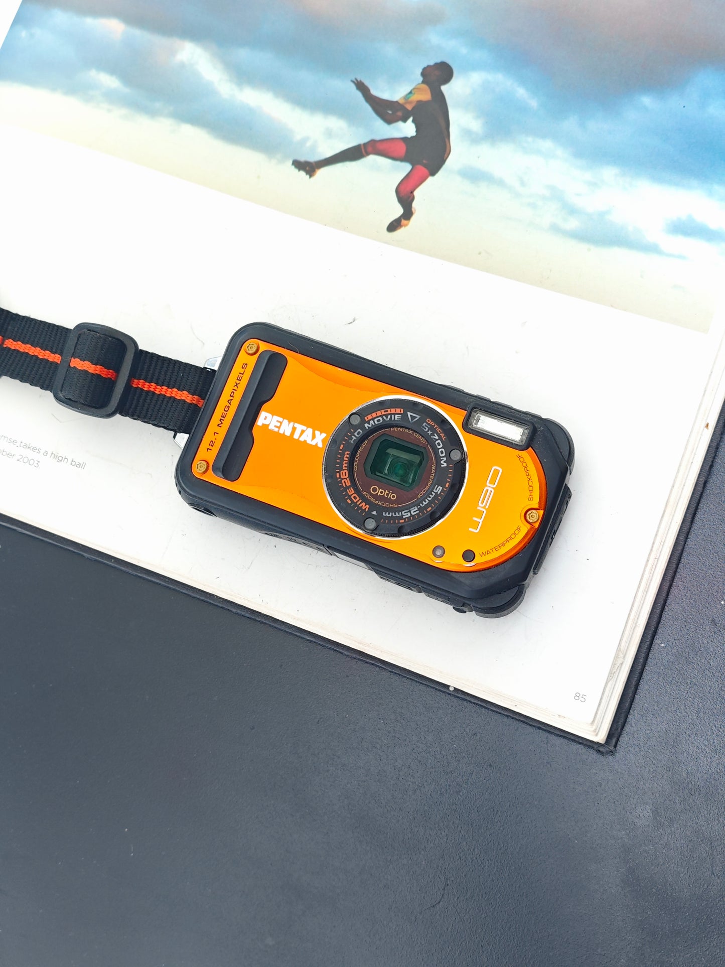 Used Pentax Optio W90 orange Digital Camera [No charger]