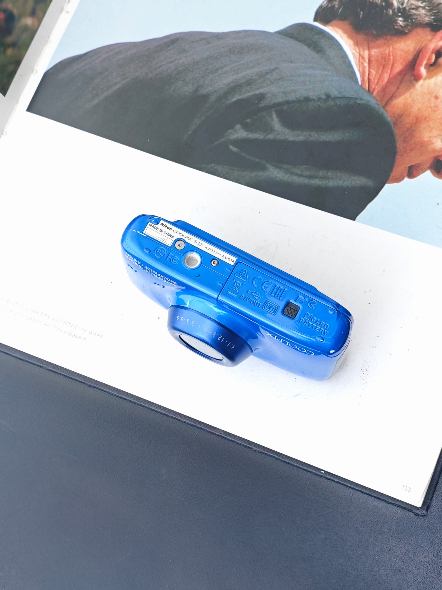 Used Nikon Coolpix S32 Waterproof blue Digital Camera [No charger]