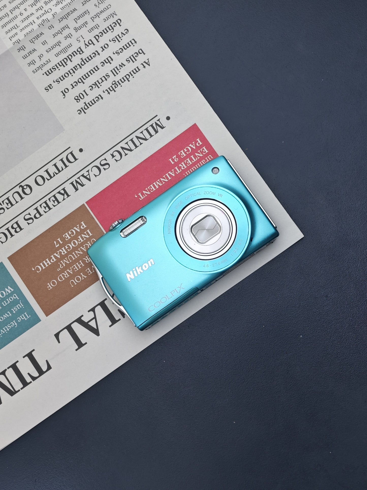 Used Nikon Coolpix S3300 light blue Digital Camera [No charger]