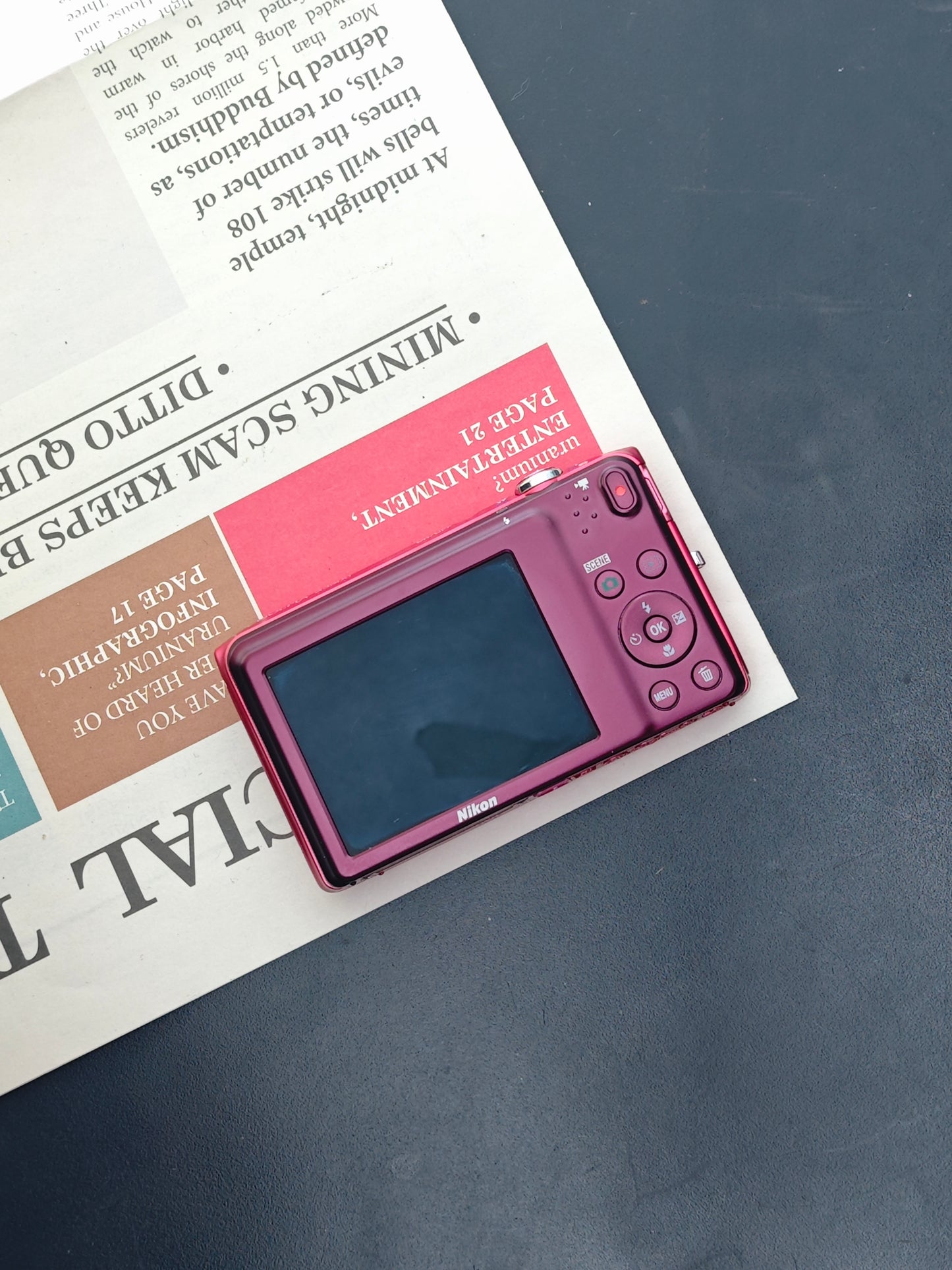 Used Nikon Coolpix S3500 pink Digital Camera [with box]