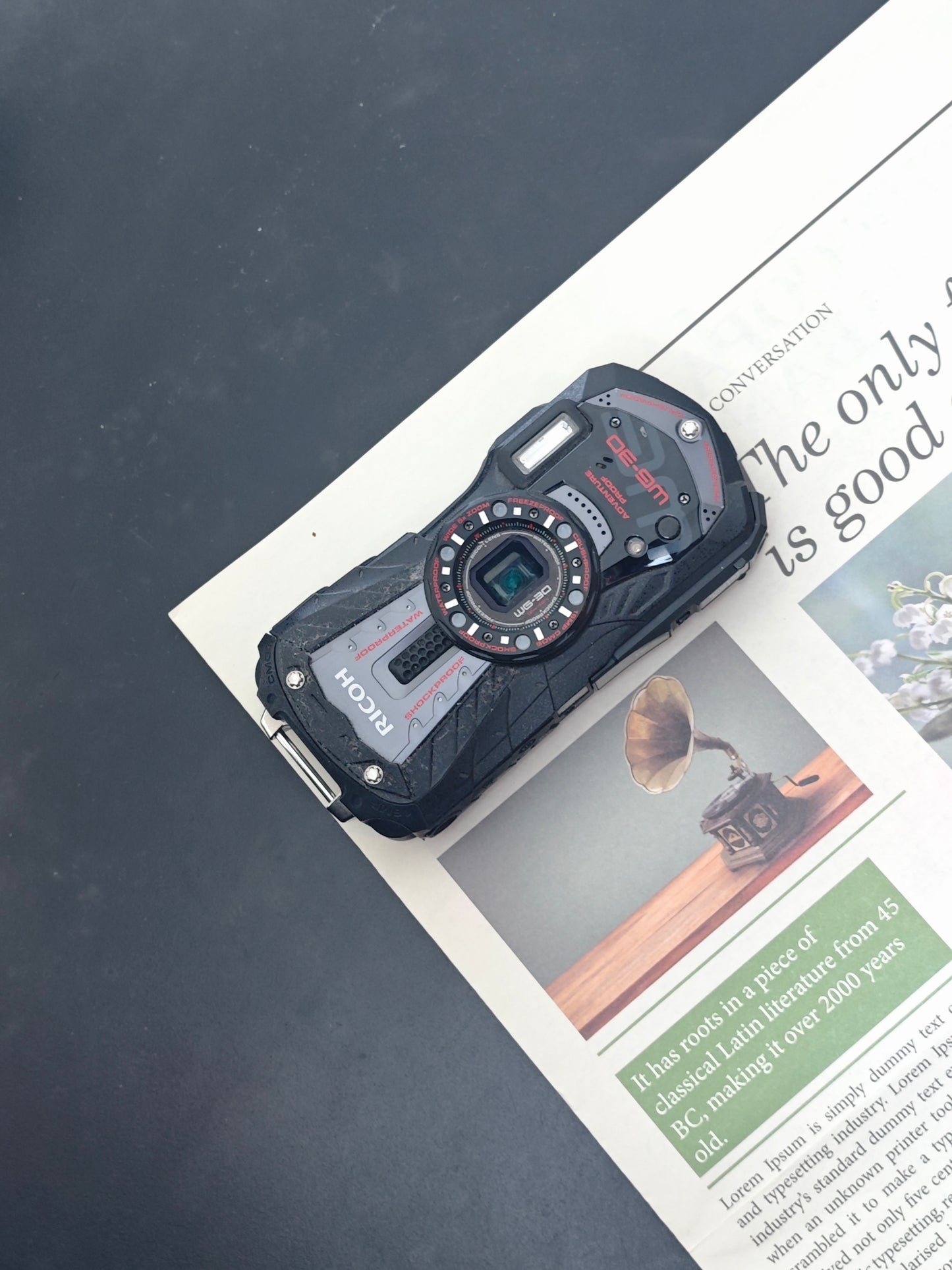 Used Ricoh WG-30 waterproof ebony black Digital Camera [with box]