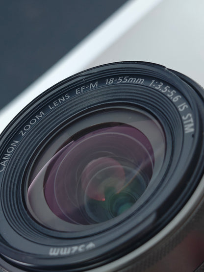 Used Canon EOS M2 with Canon Lens EF-S 22mm f2 STM and EF-M 18-55mm F3.5-5.6 IS STM [+Speedlite 90EX]