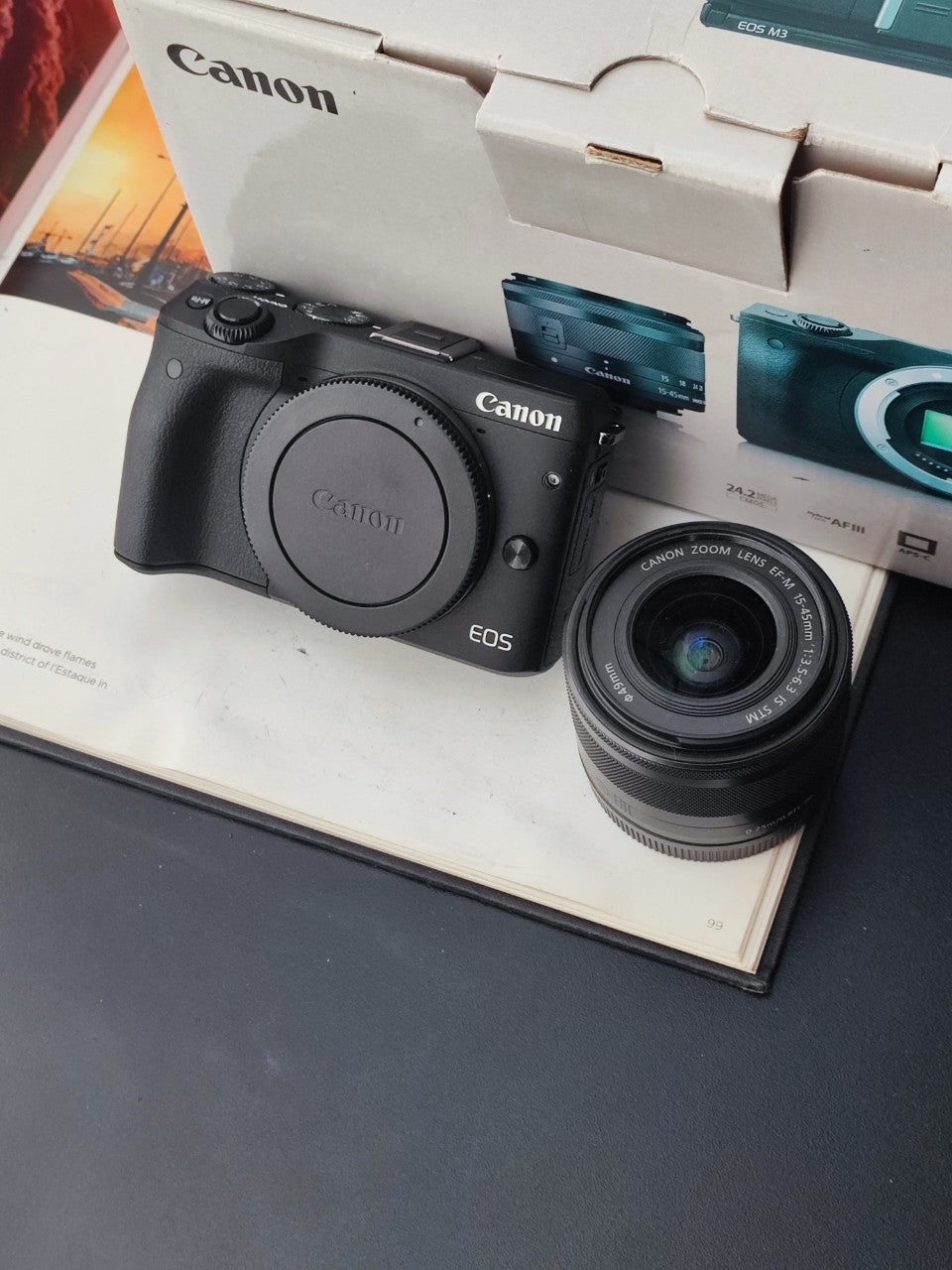 Used Canon EOS M3 with EF-M 15-45mm F3.5-6.3 IS STM Digital Camera (with box)