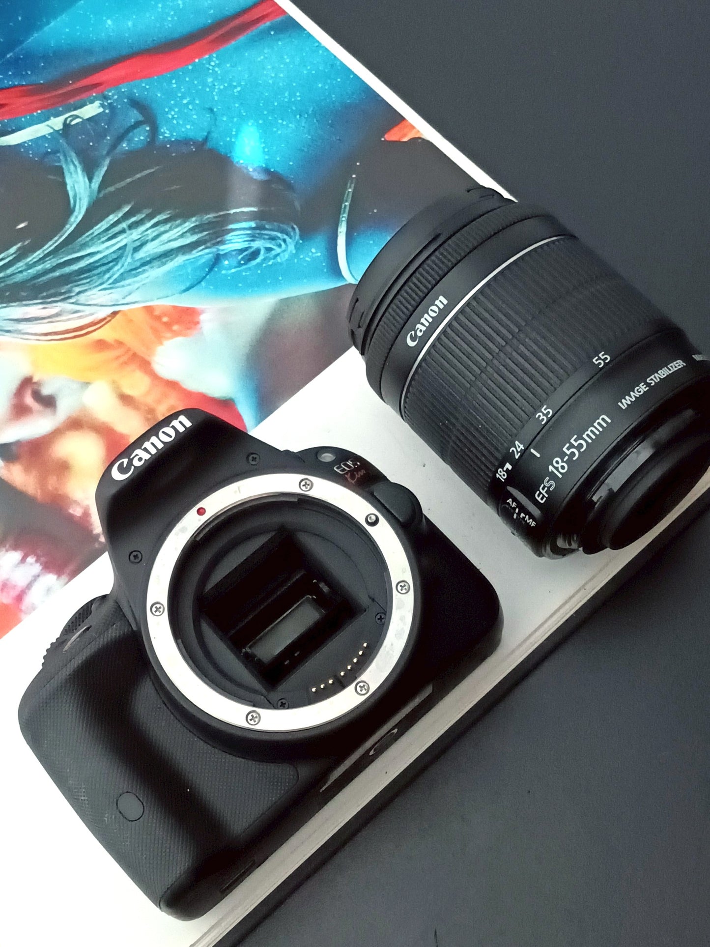 Used Canon EOS Kiss X7 with Canon Lens EF-S 18-55mm F3.5-5.6 IS STM [No charger]